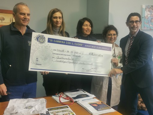 &quot;Si cammina con il cuore&quot;: dal Soroptimist 4000 euro per la Cardiologia di Vercelli