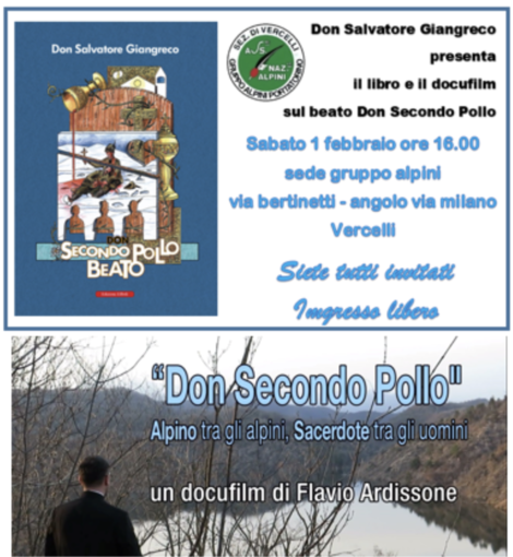 Libro e docufilm su don Secondo Pollo dagli alpini di porta Torino