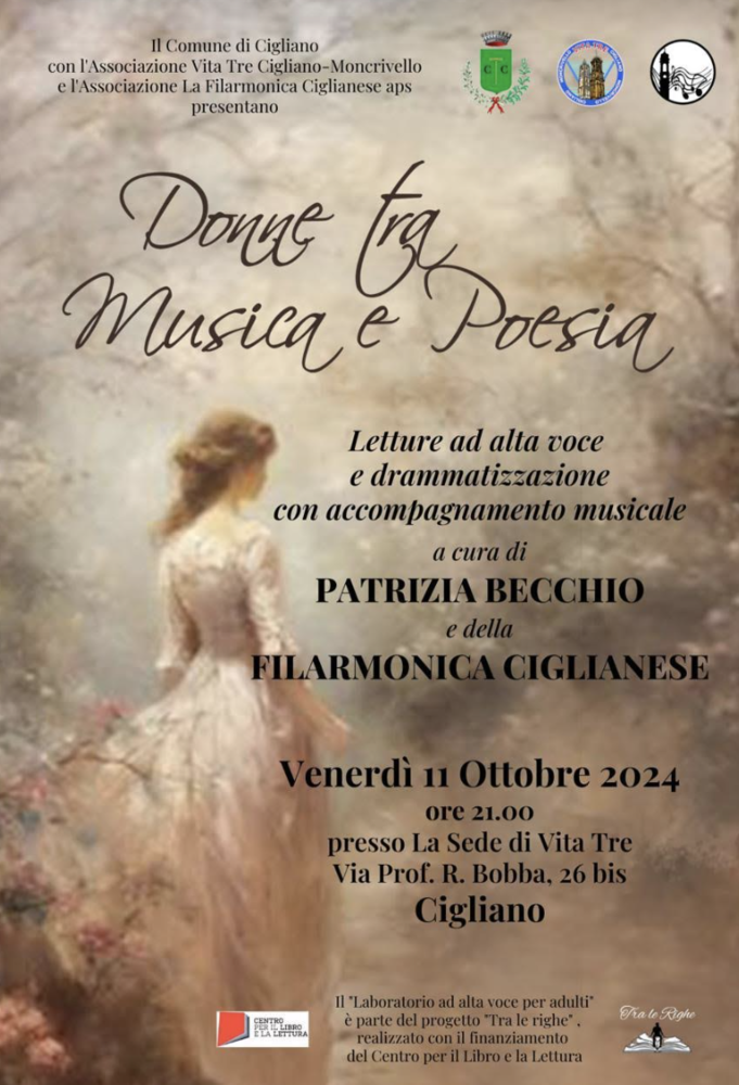 &quot;Donne tra musica e poesia&quot;, venerdì 11 a Cigliano